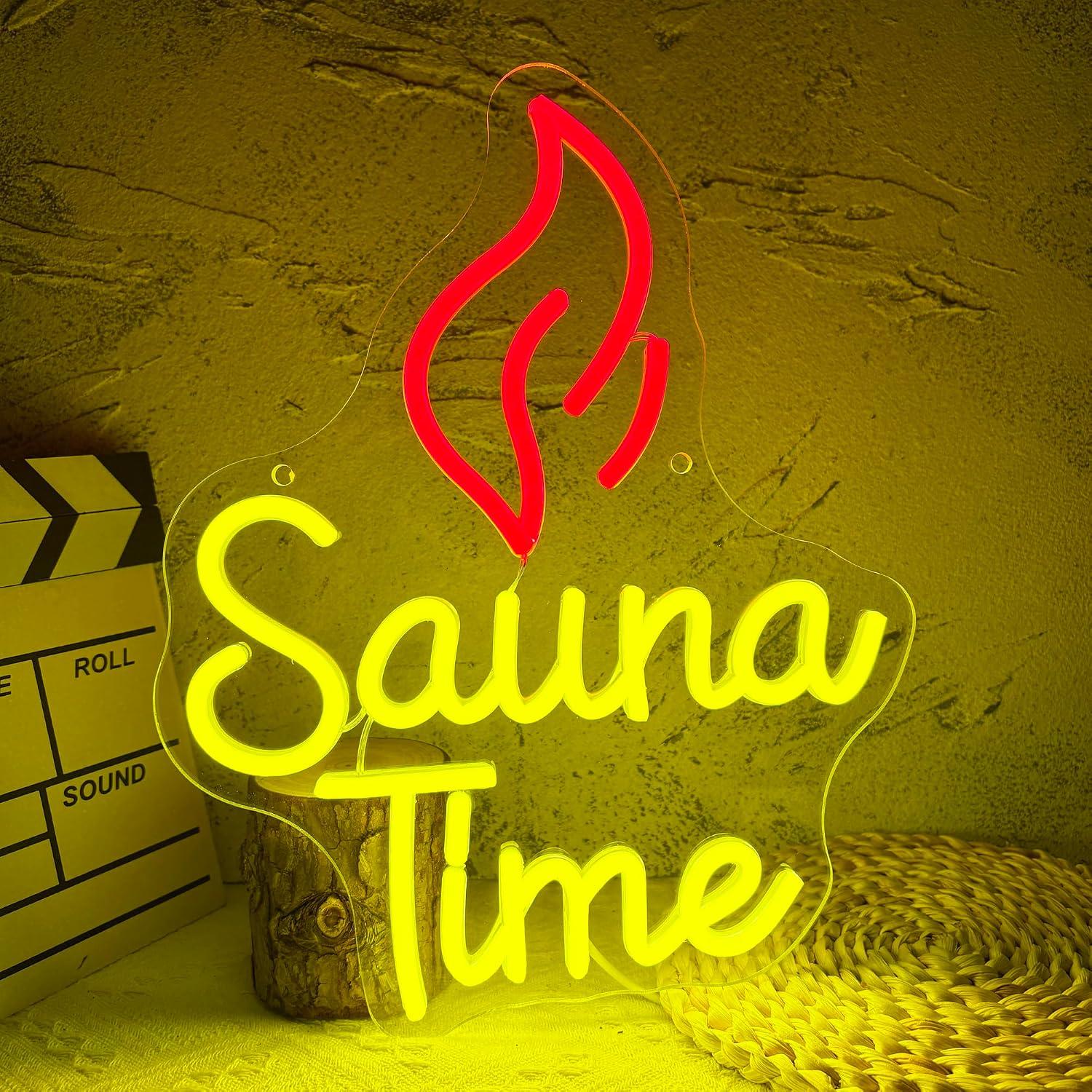 Sauna Home Gym - Insegna al Neon Sauna Time, Luci